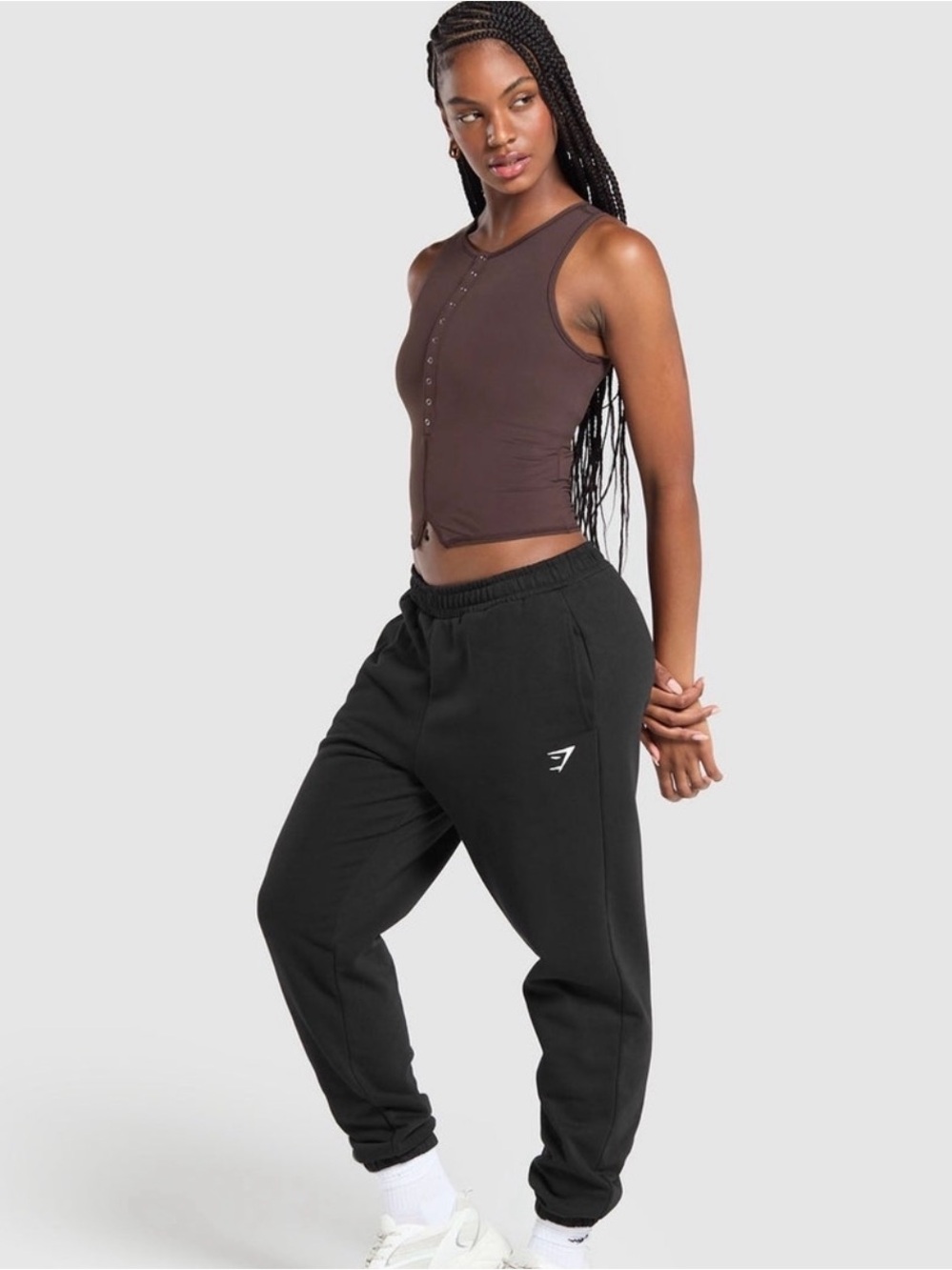 Gymshark Brown Snap-Front Sleeveless Crop Top - Picture 7 of 7